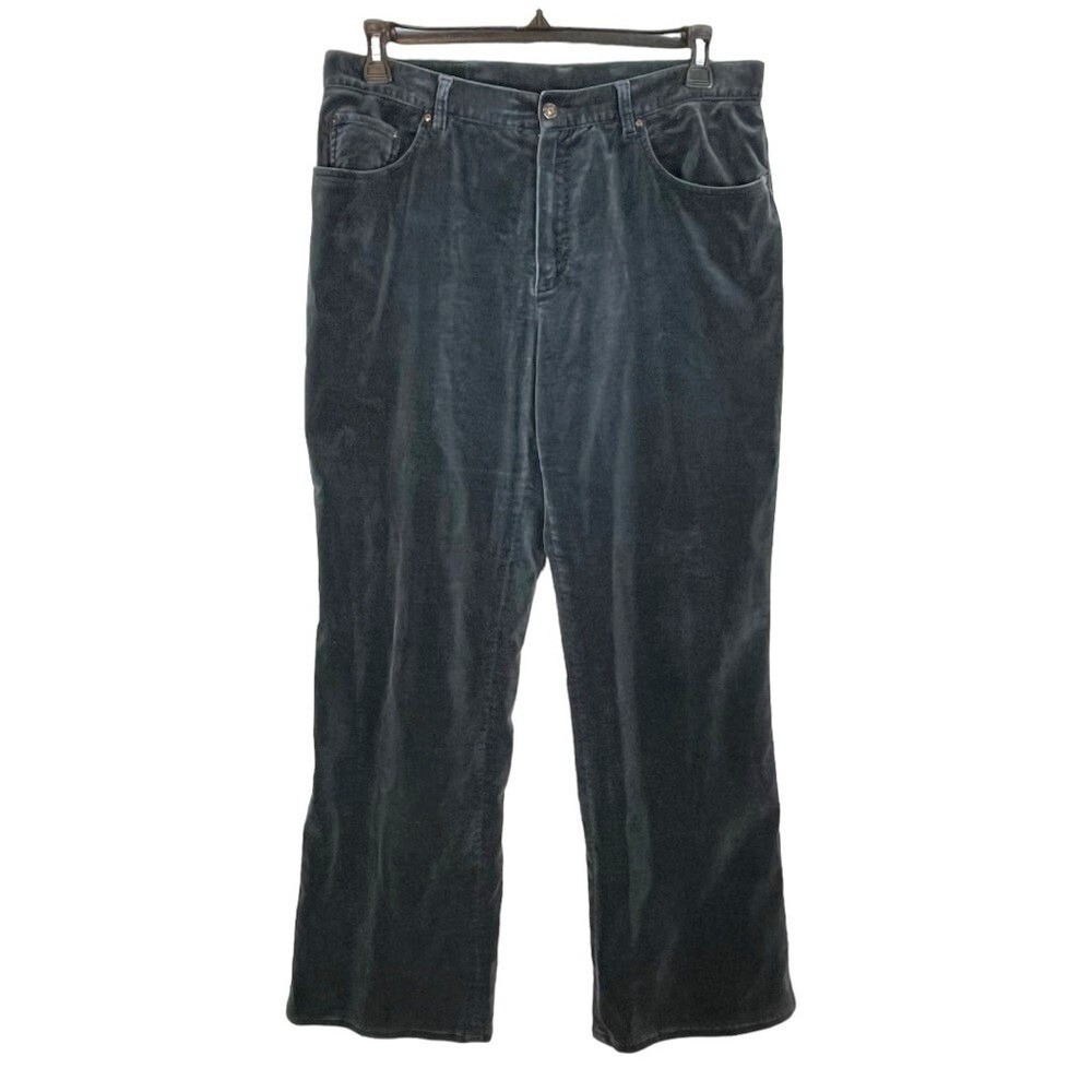 Lauren Ralph Lauren Velvet Corduroy Pants‎ Women 14 Gray Straight Leg Stretch